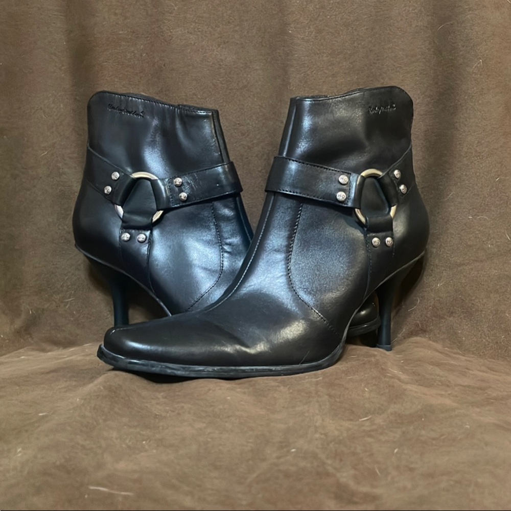 Harley-Davidson Black Heeled Boots with Harness Detail